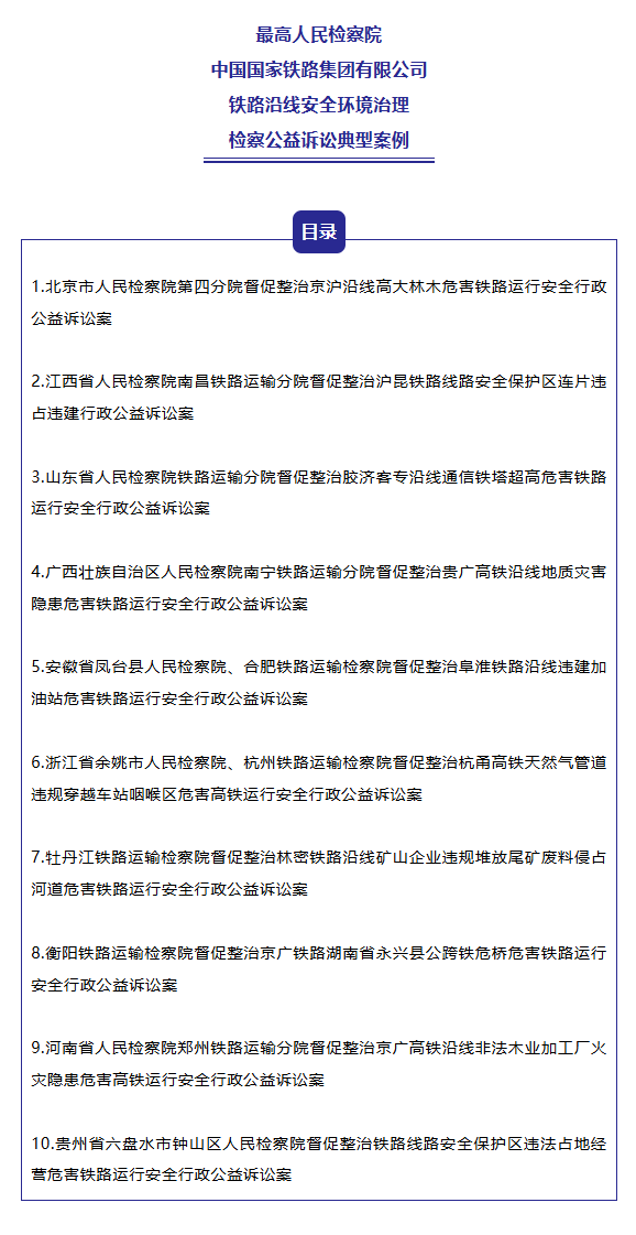 督促消除鐵路沿線安全隱患！最高檢、國鐵集團發(fā)布典型案例